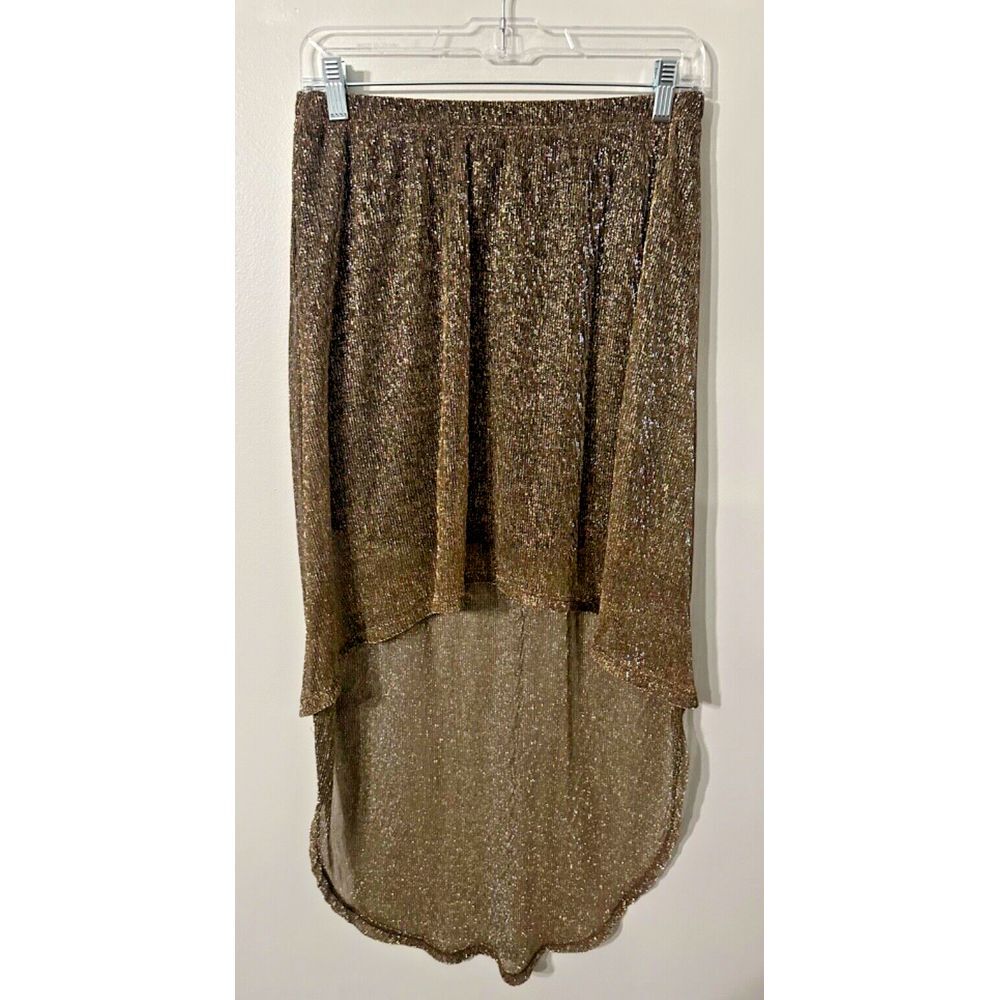 Lily White Metallic Gold High Low Skirt skirt Fairy Grunge, Retro,‎ Disco